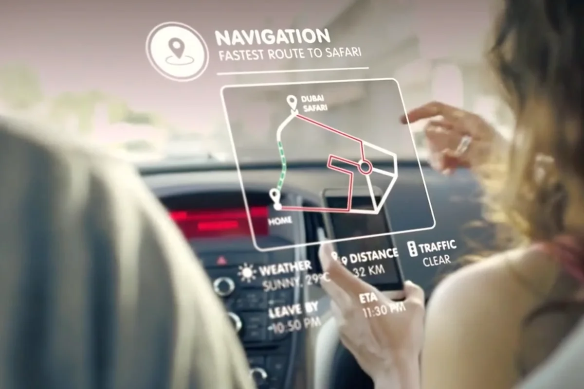 Connected vehicle navigation interface routing to Dubai Safari Park