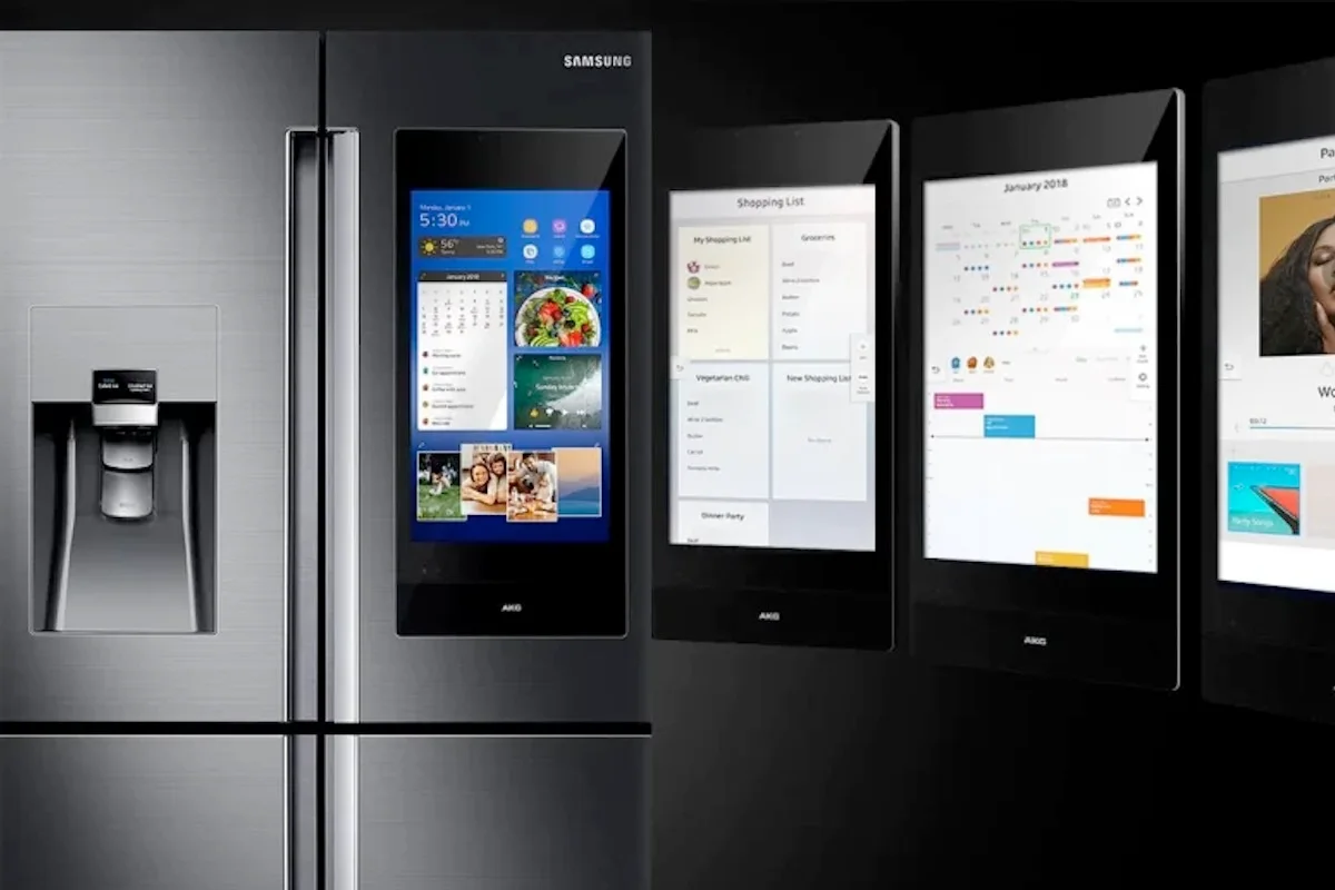 Lineup of Samsung Family Hub refrigerator front displays